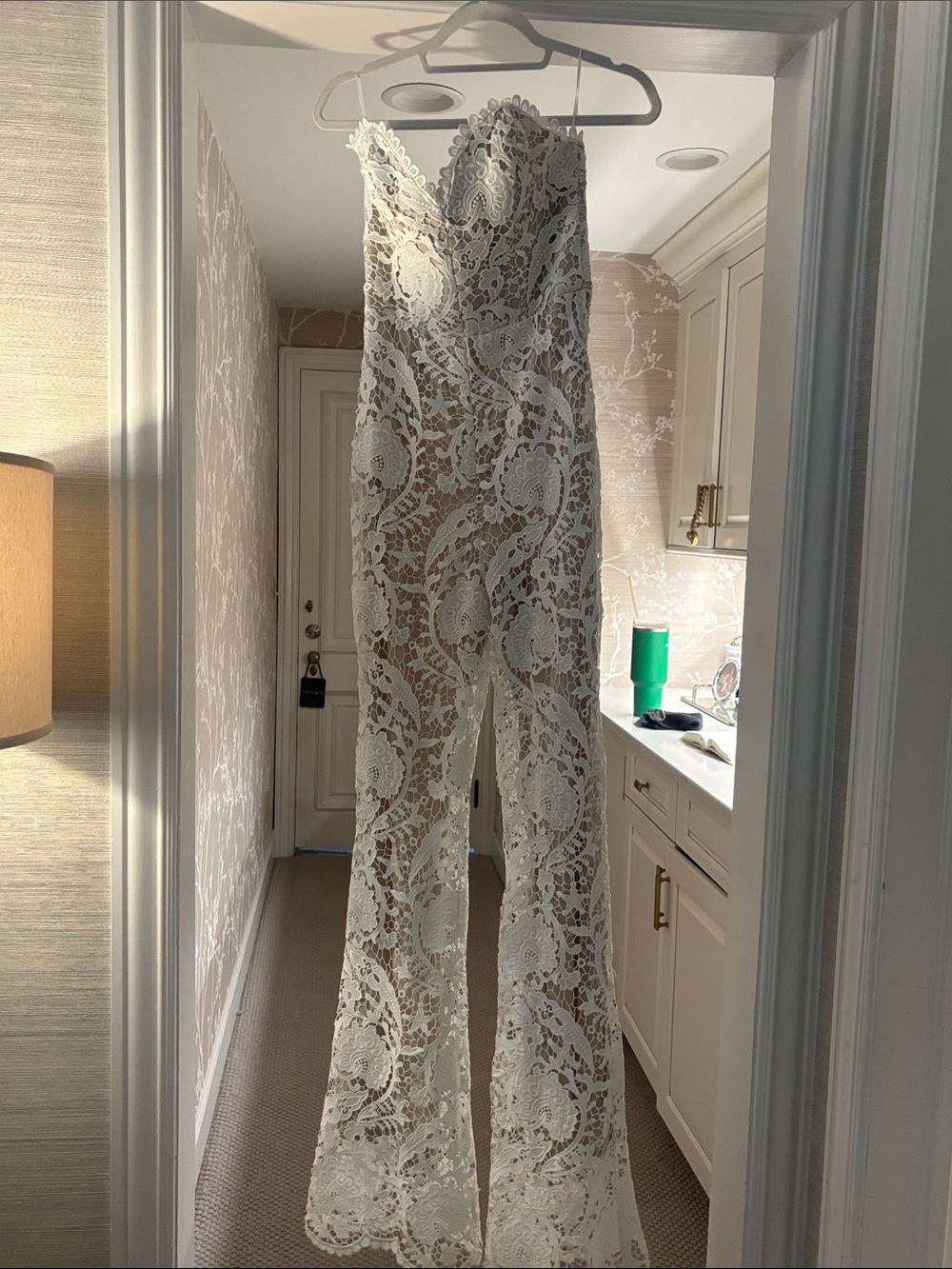 Stone Cold Fox Ivory Lace Strapless Jumpsuit